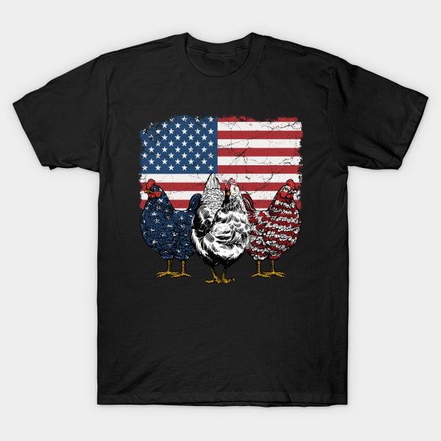 Chicken America Flag 4th of July T-Shirt by neonatalnurse